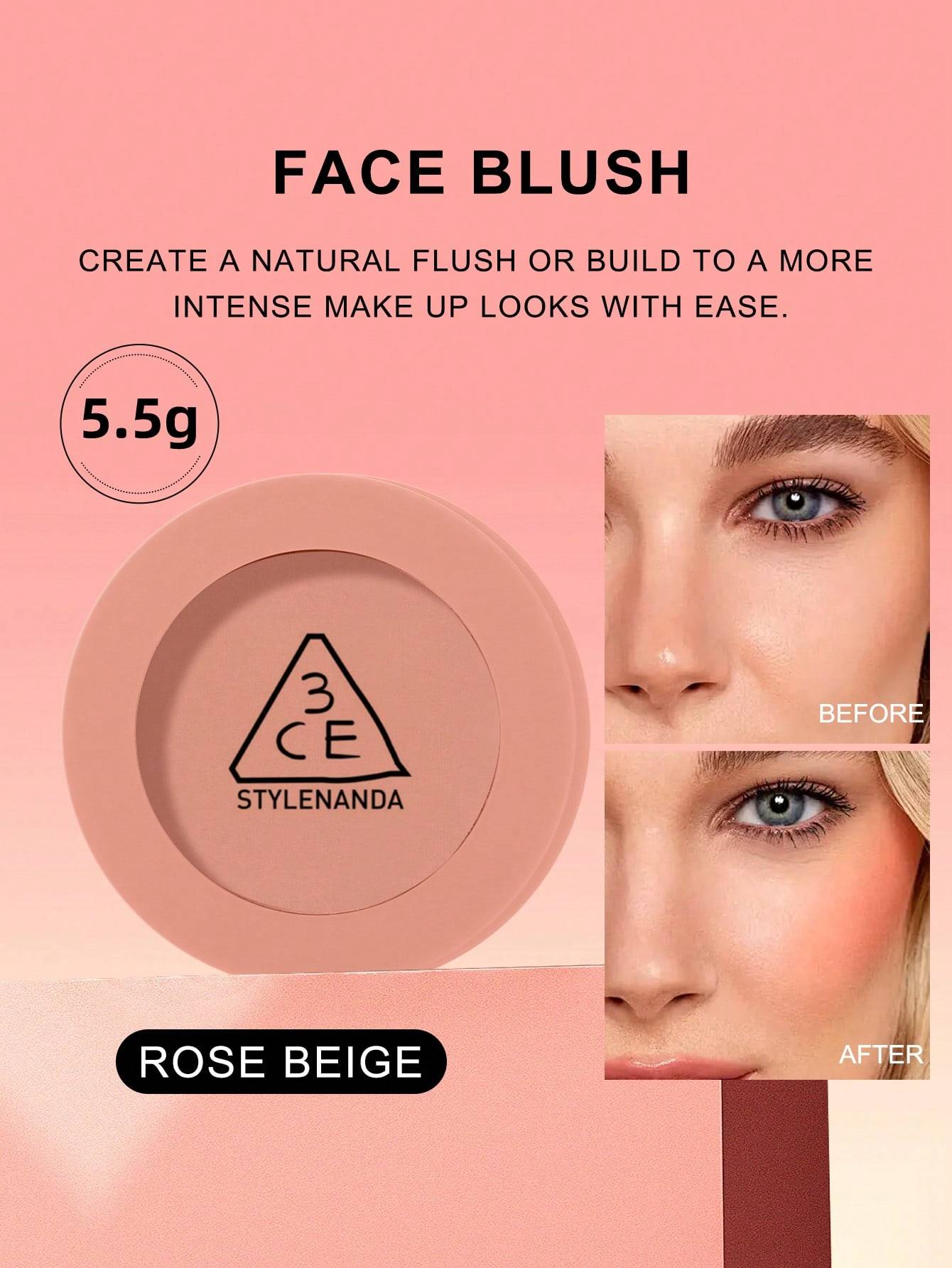 3CE Mood Blush #Nude Pink Mjuk Naturlig Kindsminkning 5,5g