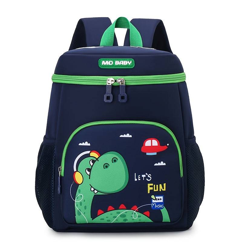 Kids Backpack for Boys & Girls 3-6 Years - Dinosaur & Unicorn Print with Padded Back Panel - Dark Blue