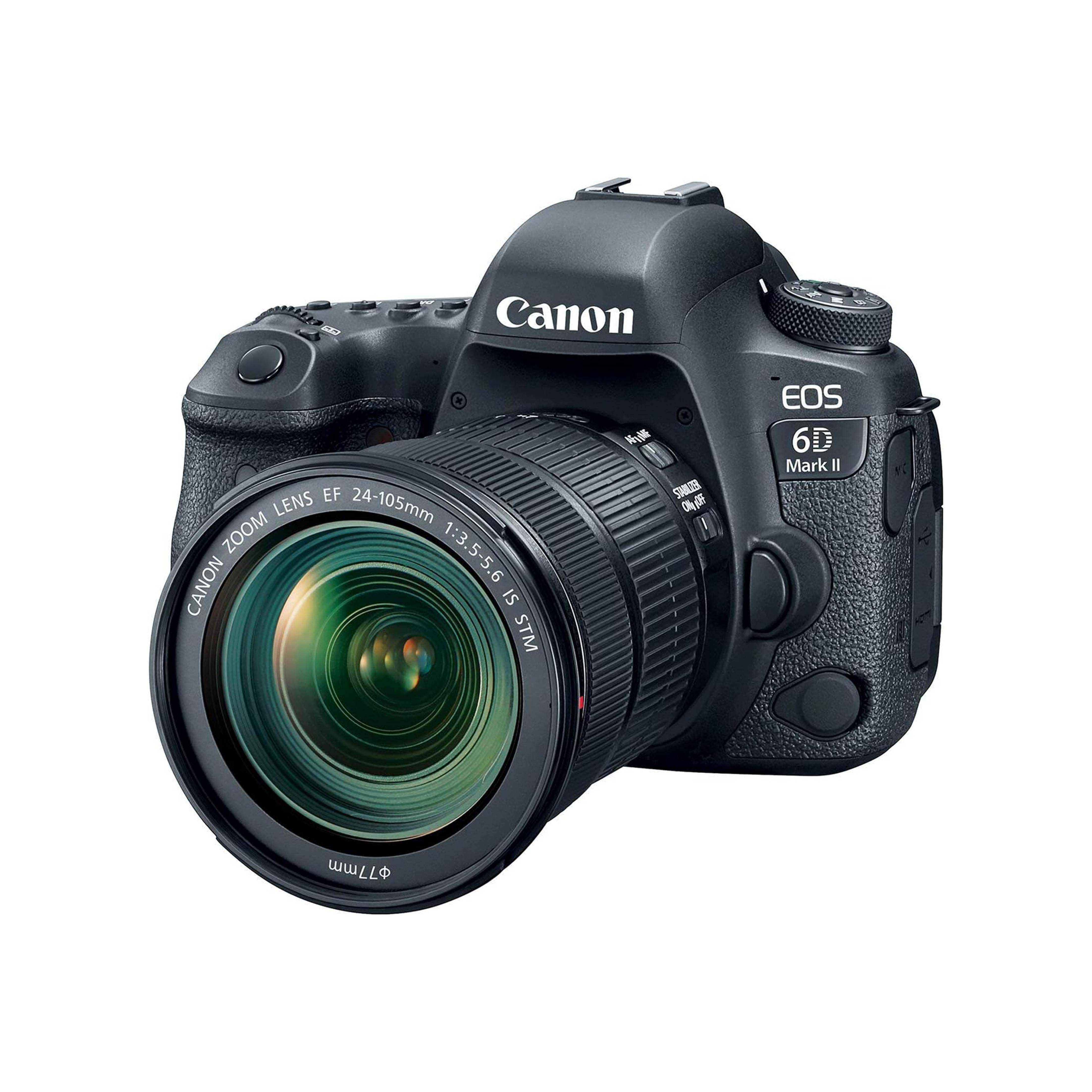 Canon EOS 6D Mark II Fullformat DSLR-kamera + EF 24-105mm f/3.5-5.6 IS STM Zoomobjektiv svart