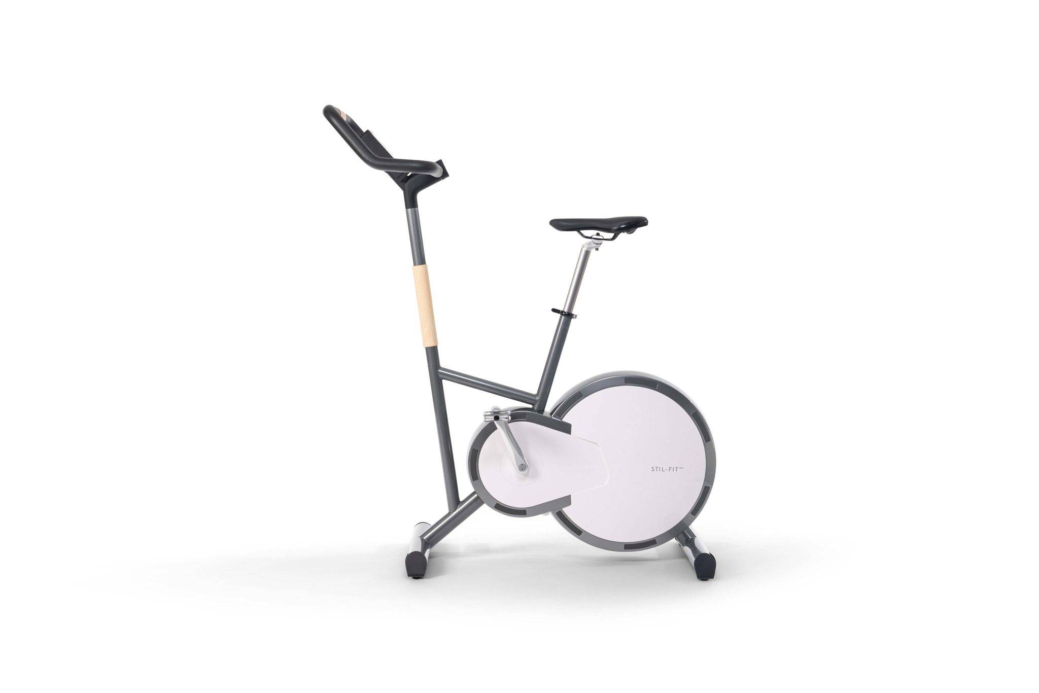 Stil-Fit - Motionscykel / Ergometer Vit (Färg: Lönn, Tillval 1: Behåll standardsadel, Tillval 2: Nej, inget smartpaket)