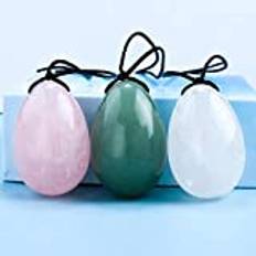 Borrad Natural Jade Crystal Yoni Egg Kegel Konditionsträningsmassagebollar för medling -Marfim