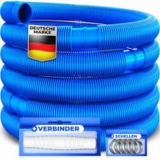 KESSER® Poolschlauch 10m / Ø 32mm | Schwimmbadschlauch mit Muffen | Solarschlauch für Pool | Saugschlauch | Pumpenschlauch | Flexibler Wasserschlauch inkl. Schlauchschellen & -verbindung | Blau