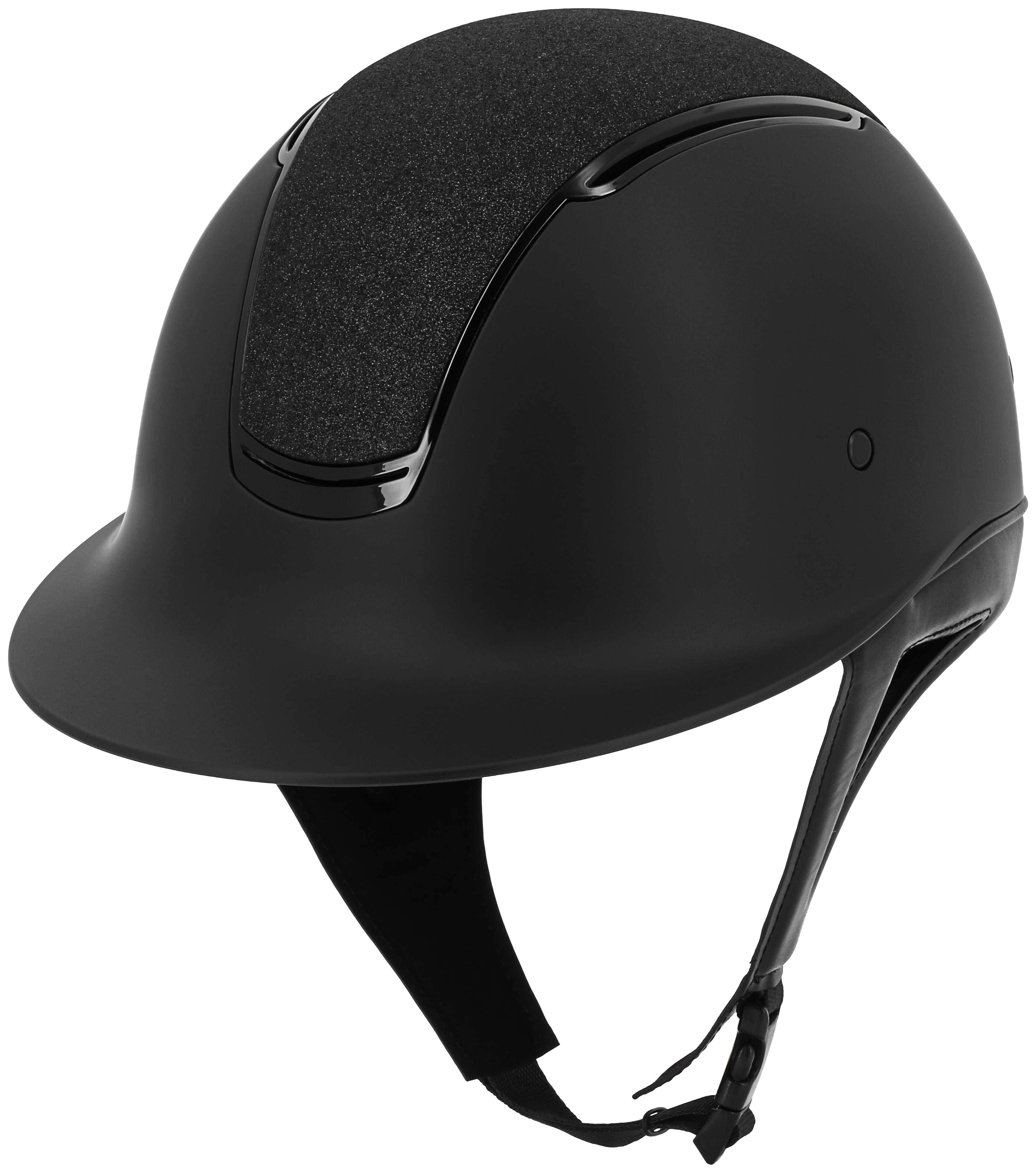 EQUITHÈME Soazy Ridehjelm. Bred skygge med blank sort indsats og top i krystalstof L 58-59 CM