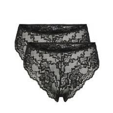 Pieces - Lina Lace Wide Brief Panties 2pack. - Black Lace - XS