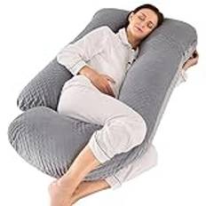 Graviditetskudde, 145 cm/57 tum stor moderskapskudde för gravida kvinnor, J-formade graviditetskuddar för att sova, graviditets- och kroppskuddar med avtagbart skydd – stöd för rygg, ben, mage, höfter