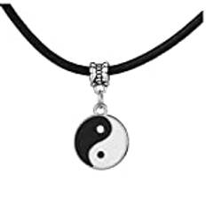 Unisex Halsband Läder Svart Yin-yang Tai Chi Hängsmycken Smycken Presentföremål Tai Chi Halsband Unisex Dekoration Män Hänge.