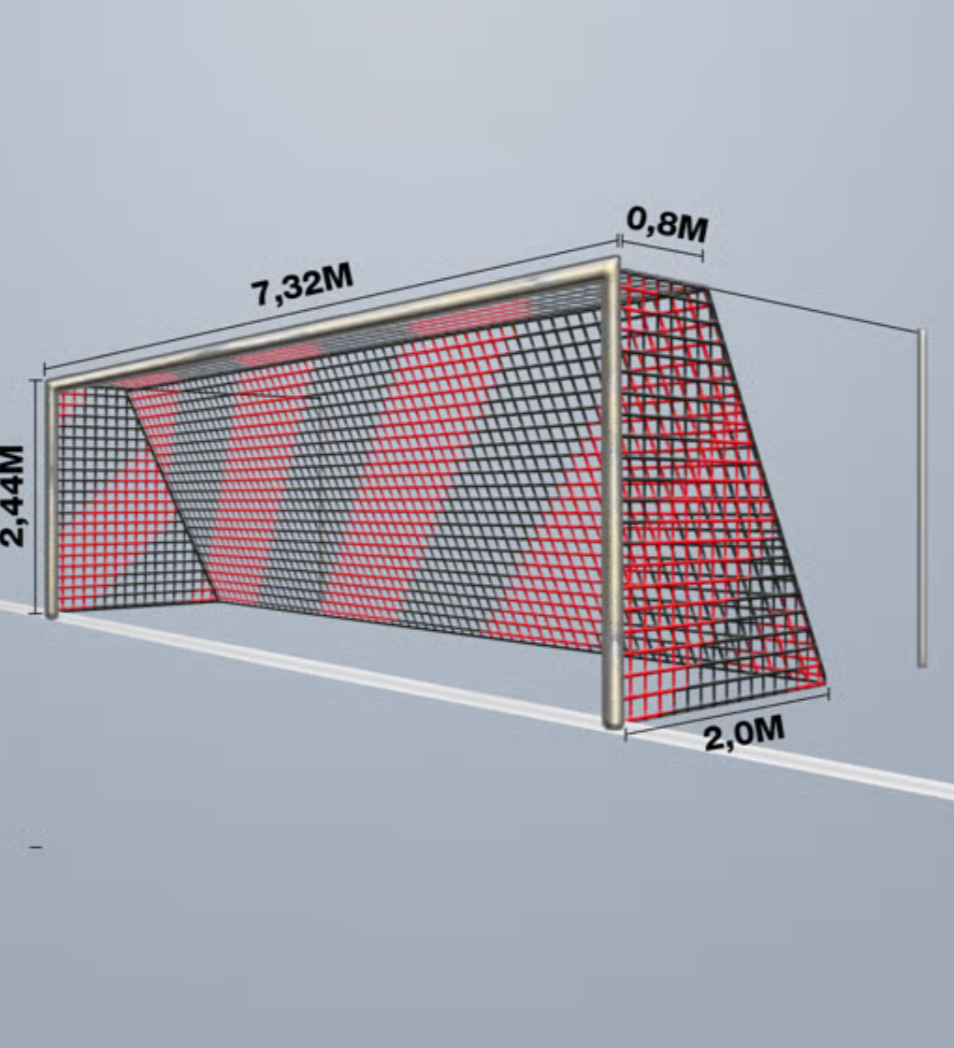 11-mands Fodboldnet - 7,5 x 2,5 x 0,80/2M - 2 Farvet Blå/Hvid
