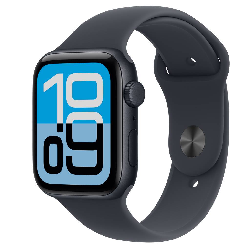 Apple Watch SE 3 (GPS + Cellular) • Aluminiumboett midnatt, 44 mm • Sportband midnatt – M/L
