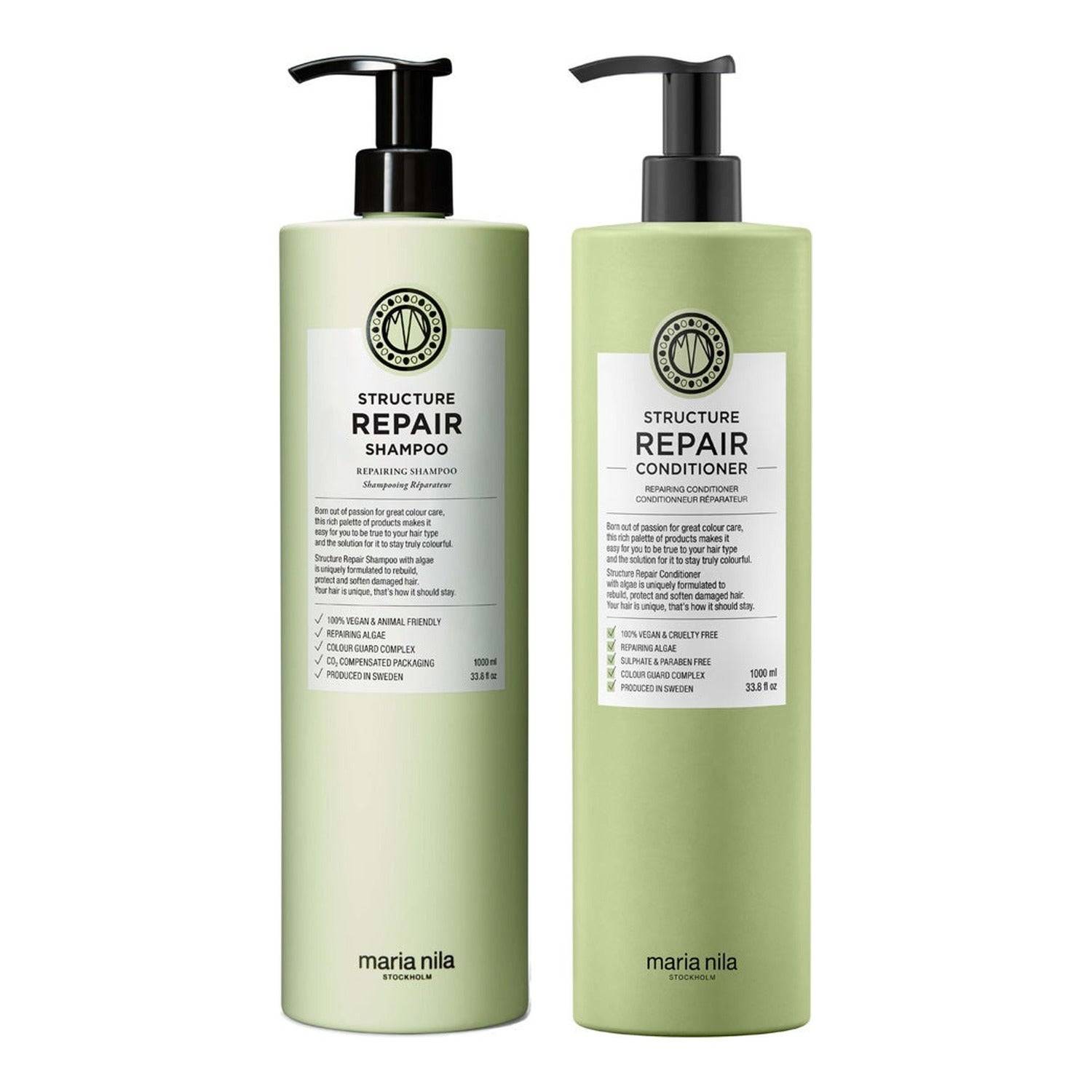 Maria Nila Structure Repair Duo Shampoo 1000ml, Conditioner 1000ml - 2000 ml