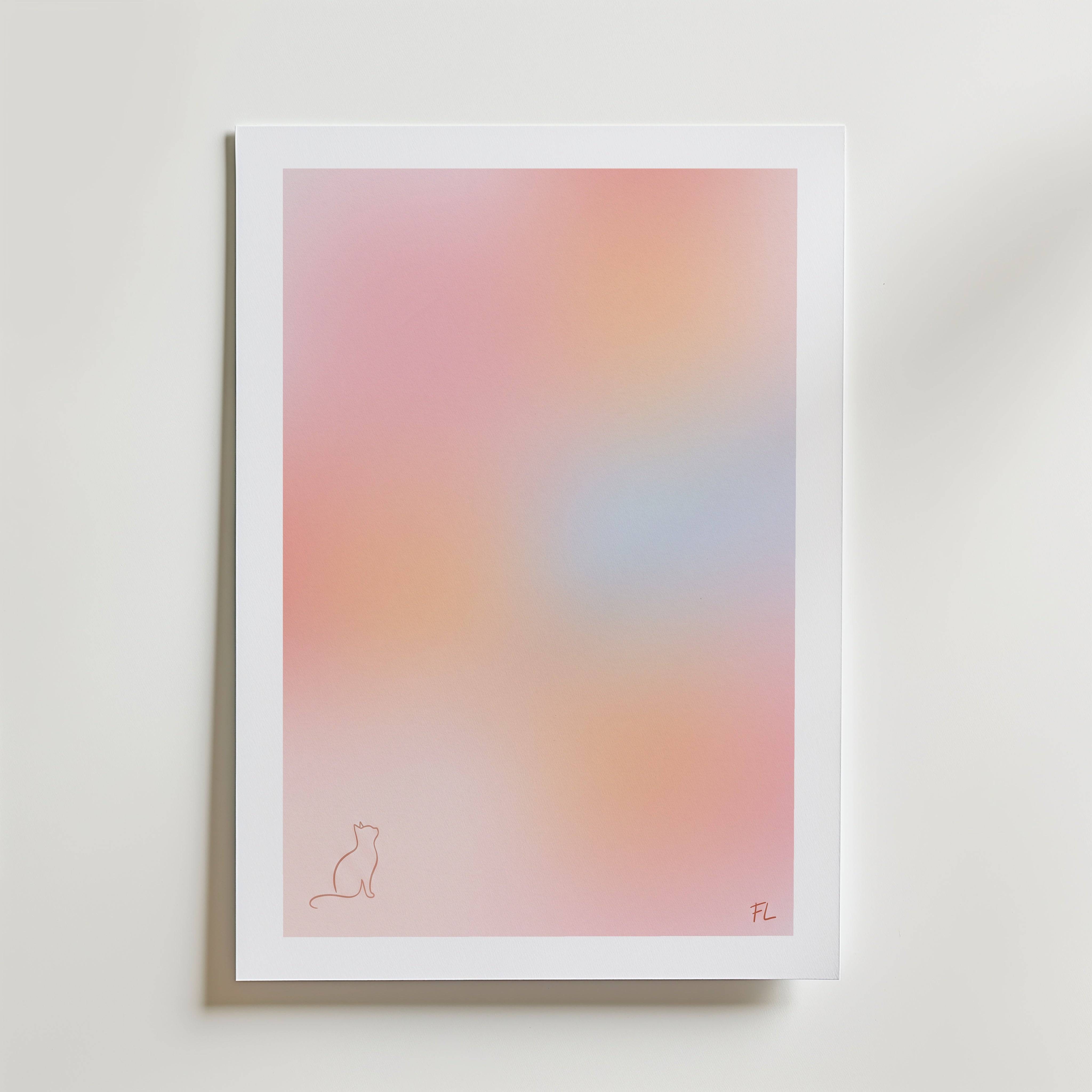 Freja Lund Aftengl�d - Premium Canvas 70x100 cm Med passepartout