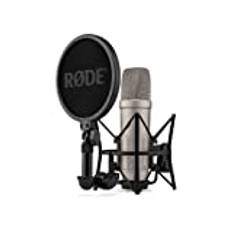 RØDE NT1 5 Generation Großmembran-Kondensatormikrofon mit XLR- und USB-Ausgang, Mikrofonspinne und Popfilter für Musikproduktion, Gesangsaufnahmen und Podcasts (silber)