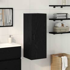 vidaXL vægmonteret skab sort egetræ 34,5x34x90 cm konstrueret træ