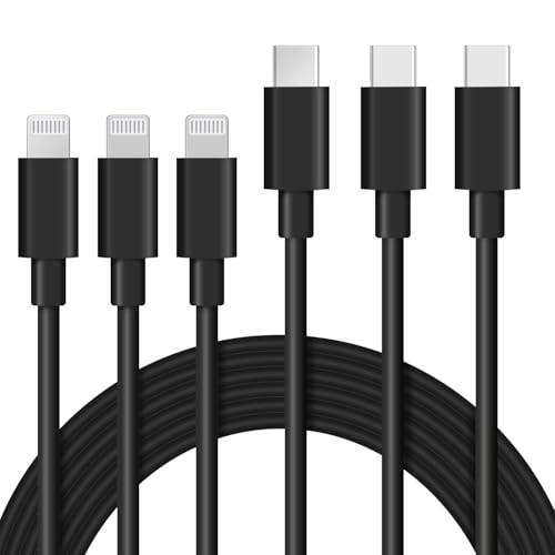 ilikable 3-Pack USB-C till Lightning-Kabel 2M, MFi Snabbladdningskabel för iPhone 13/12/11/XR/SE 2020, iPad Pro, AirPods - Svart