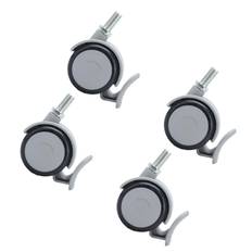 4Pcs Caster Rubber Brake Wheels with M10 Thread Stem Furniture Swivel Accessories 2in