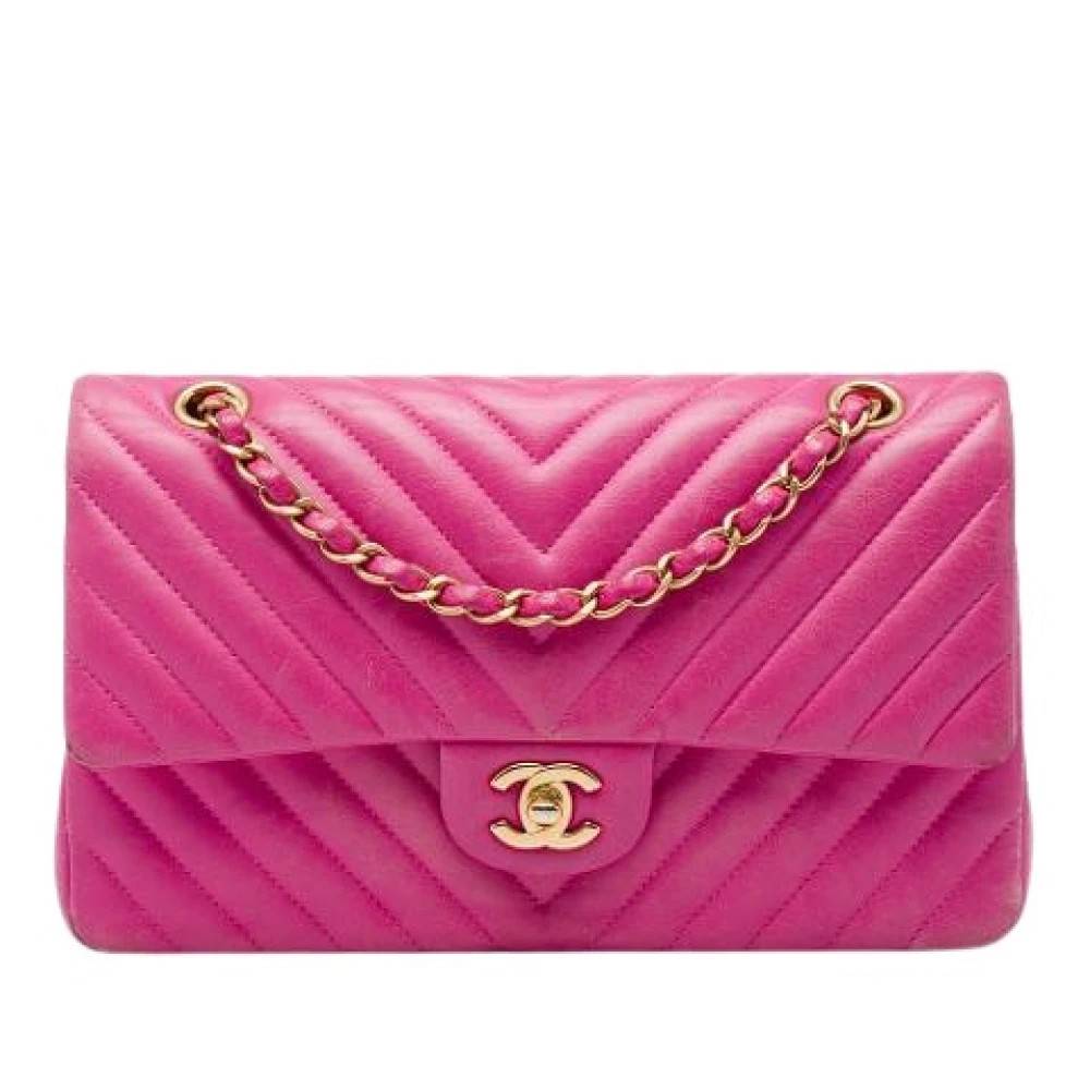Chanel Vintage Pre-owned Classic Flap Skuldertaske - Vintage - Dame - Lyserød - ONE SIZE - Uld