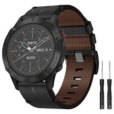 Kompatibel mit Garmin Fenix 6X Armband, 26mm Echte Leder Ersatzarmband Quick-Fit Uhrenarmband für Garmin Fenix 5X/5X Plus/6X/6X Pro/7X/7X Pro/Fenix 8 51mm, Fenix 3/3 HR/Descente MK1/MK2/MK3, Epix Pro