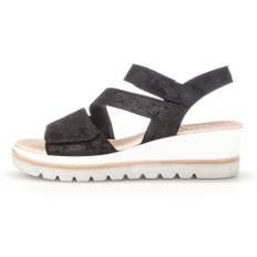 GABOR Sort præget nubuck sandal m. kilehæl