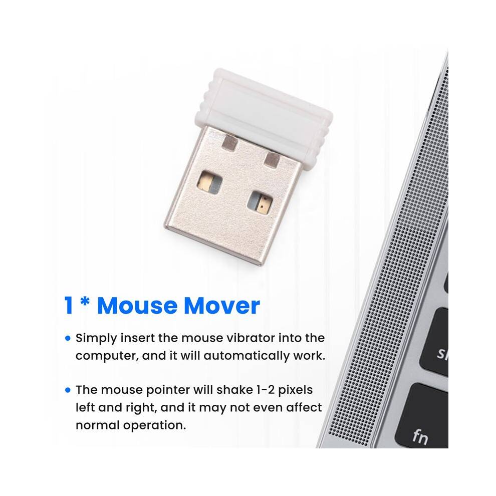Mouse Jigglers Mover Undetectable Automatic USB Port Shaker Wiggler for Laptop Keeps Computer Awake Mouse Movement White