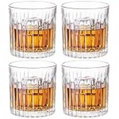 GLASKEY Whiskyglas, 300 ml blyfria kristallglas, whiskyglas set om 4 för att dricka bourbon, konjak, irländsk whisky, whiskyglas presentset för män