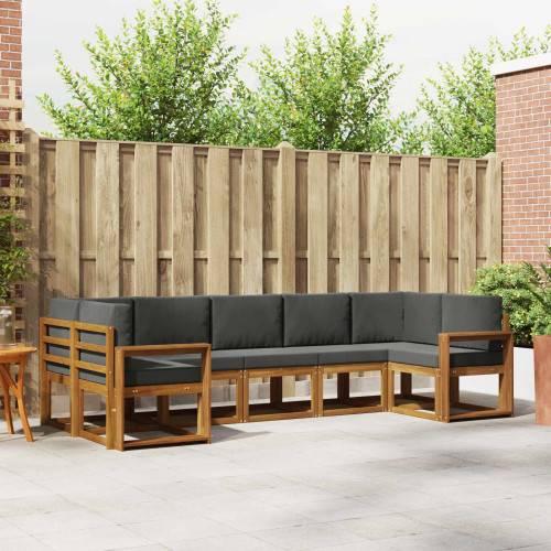 Utomhussoffset med kudde 7 pcs Naturlig och Antracit