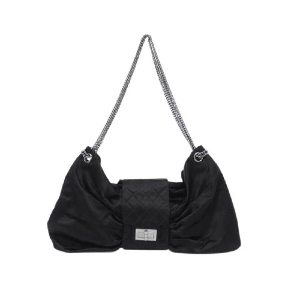 Chanel Vintage Pre-owned Satin Skuldertaske - Vintage - Dame - Sort - ONE SIZE - Uld