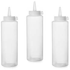 Dispenserflaska för kalla såser, set om 3 stycken. - genomskinlig 0,35L - HENDI 557853
