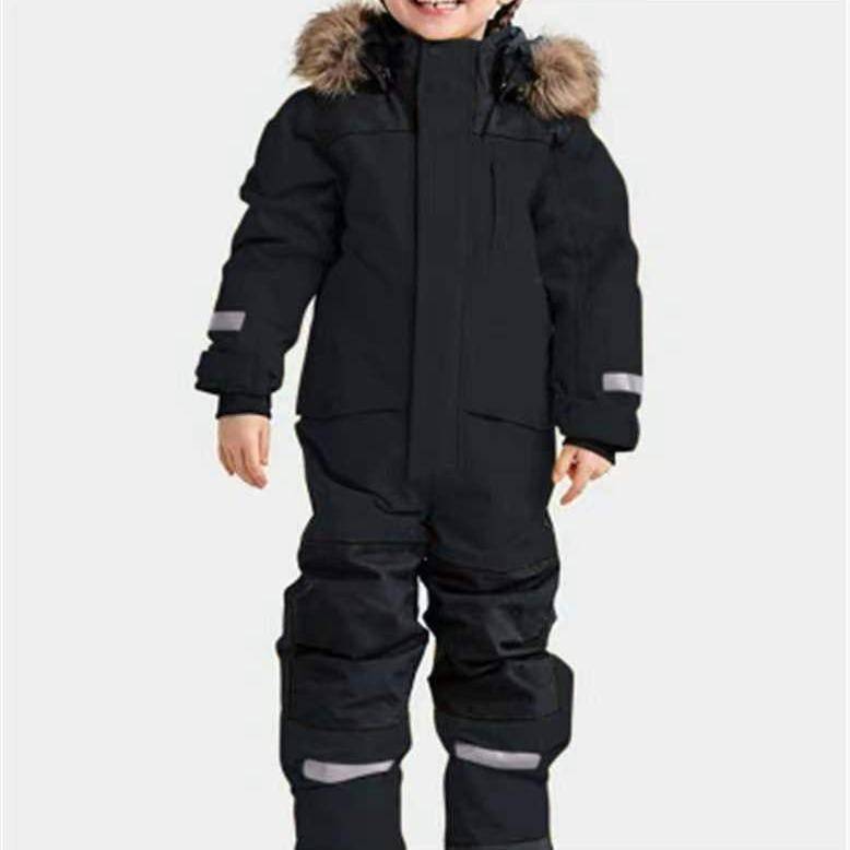 Gul Blå Svart Barn snödräkter Jumpsuit Skiddräkt Pojkar Flickor Vinter Varm utomhus Fleeceoveraller Vindtät Barn Skidåkning Snowboard 160cm violett