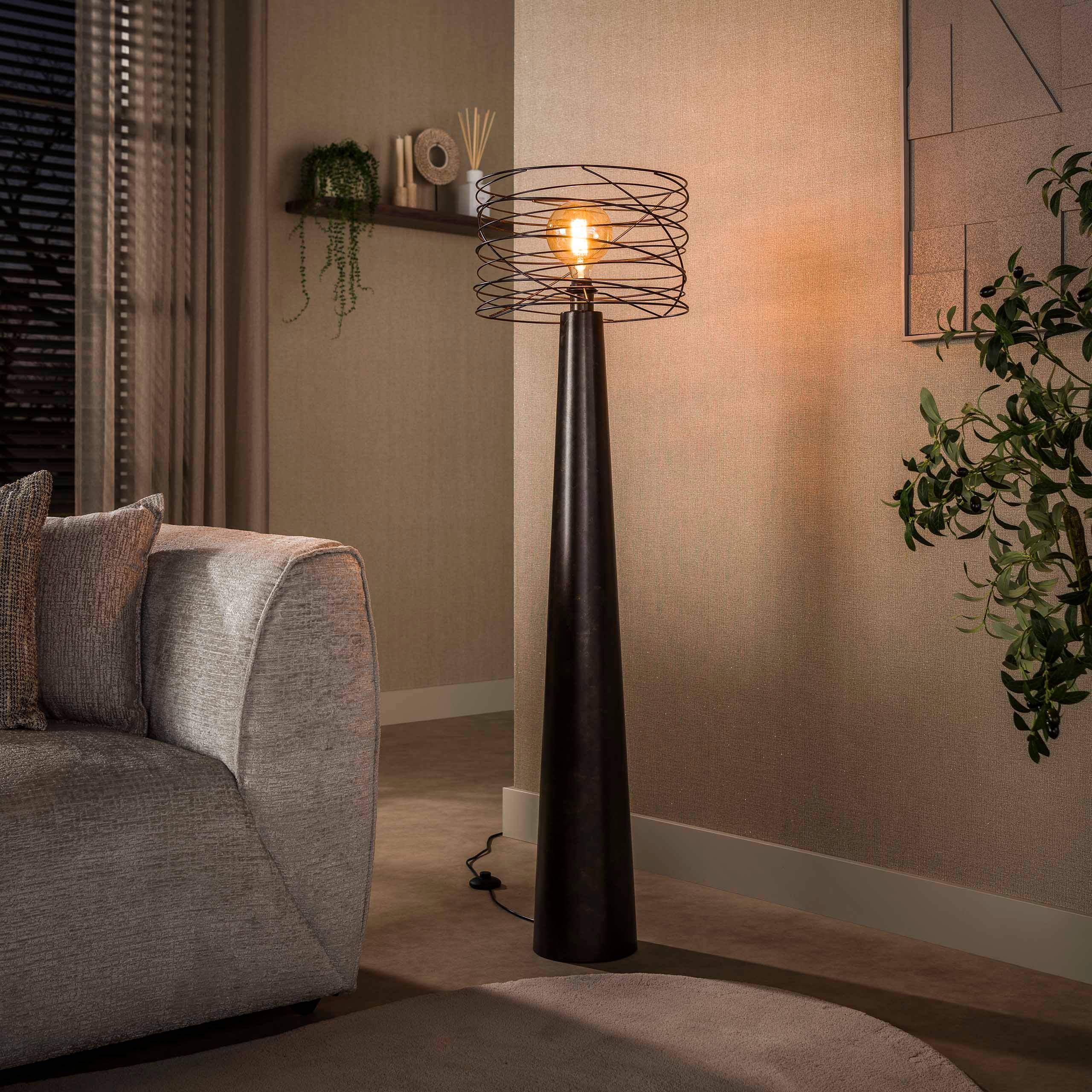 Curly - Gulvlampe i urban brun metal Levering uden pære