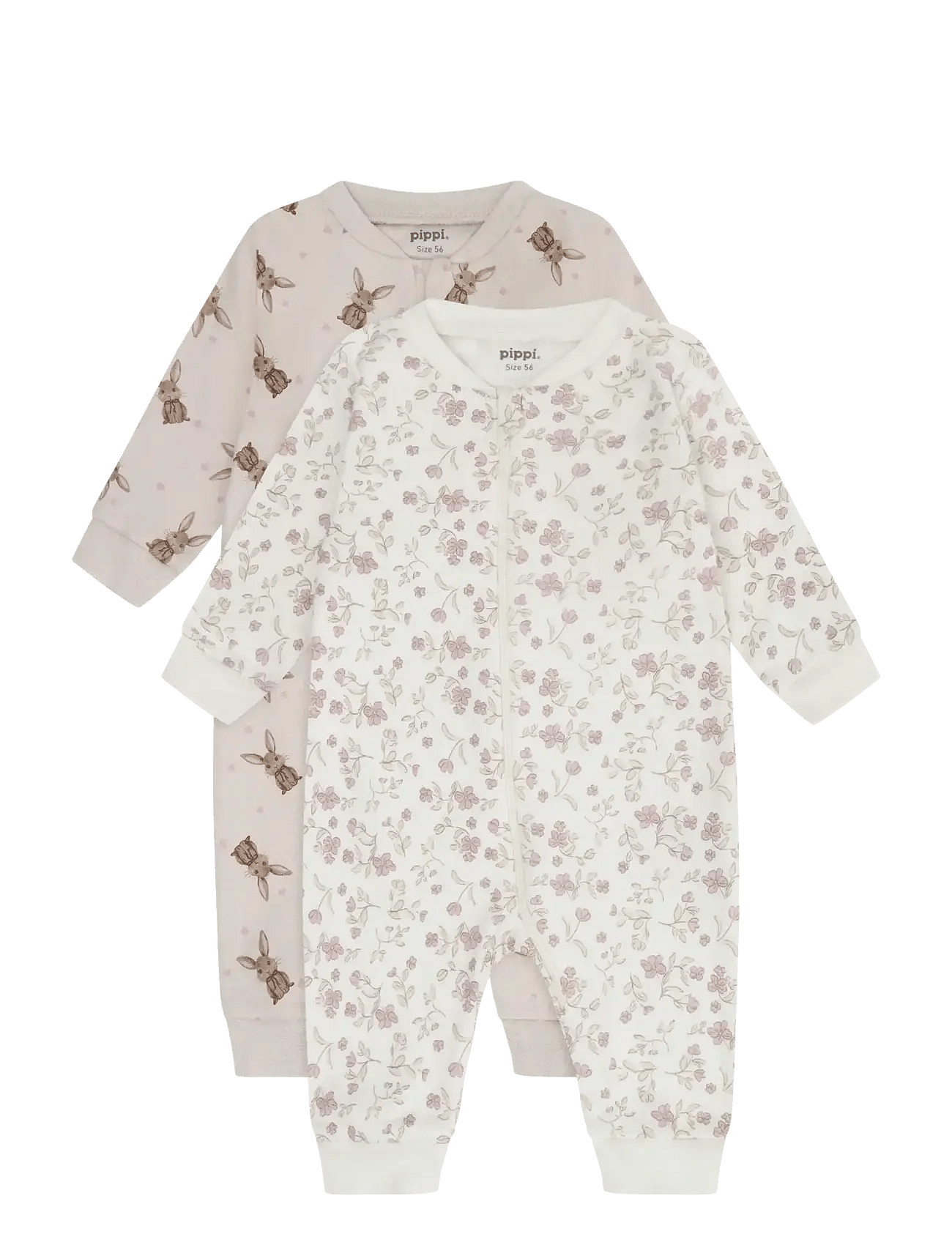 Pippi Nightsuit -Zipper (2-Pack) - Beige - 62