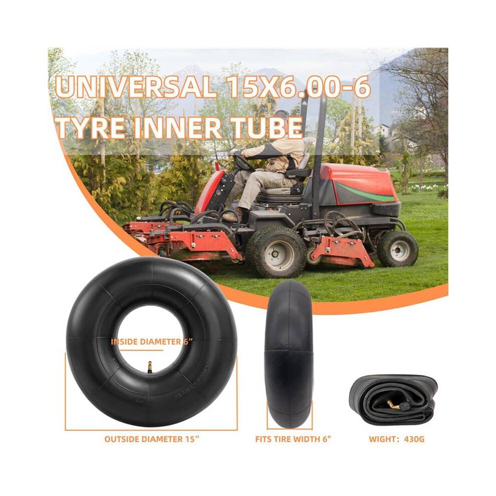 4Pack 15x6,00-6 Innerslangar Gräsklippare Däckrör med Böjd Ventilstam för Gräsklippare, Trädgårdstraktorer, Skottkärror, ATV
