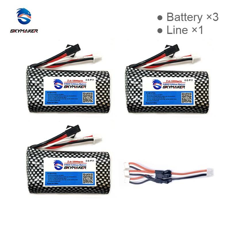 Uppgraderat wpl 7.4v 1500 mah lipo batteri för mn99s d90 u12a s033g q1 h101 7.4v 18650 sm plug rc båtar sunt bilar skymaker batteri - 3b rader