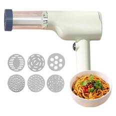 Elektrisk Idiyappam och pastamaskin, trådlös pastapress, 6-i-1 automatisk maskin, multifunktionellt köksverktyg för Idiyappam, pasta och hemmagjorda nudlar (vit)