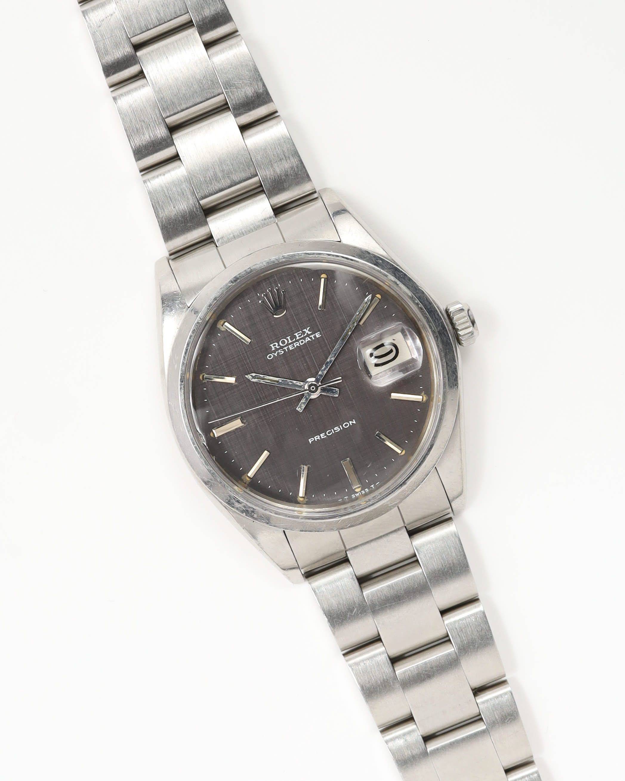 Rolex Oysterdate Precision 34mm Ref 6694 Very Rare Linen Dial 1970 Watch - Grey (One Size)