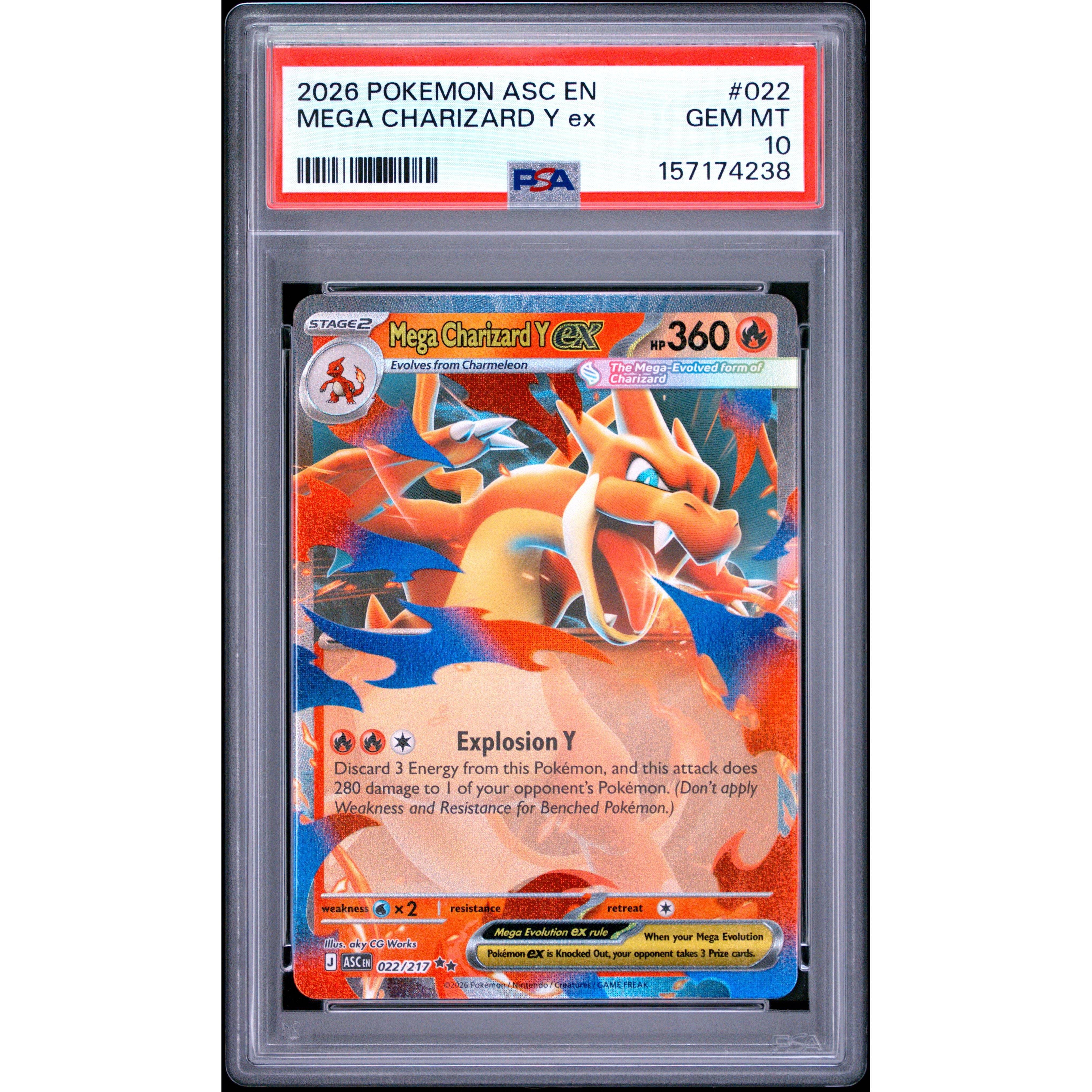 Pokémon TCG: Mega Charizard Y Ex #022 PSA 10 - Ascended Heroes - Brugtmoms