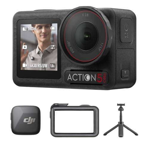 DJI Osmo Action 5 Pro Standard Combo + Mini Verlängerungsstab + Mic Mini Sender (Infinity Schwarz), Motivverfolgung, Stabilisierung, Dual OLED Touchscreens, Action Kamera 4K Ideal für Sport, Vlog