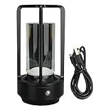 Sladdlös Bordslampa, 2000mAh USB Uppladdningsbar Batterilampa, 3 Färger Dimbar LED-bordsnattlampa, Avtagbar Kristalllampskärm, Sladdlös Bärbar Nattdukslampa för Sovrum (Svart)