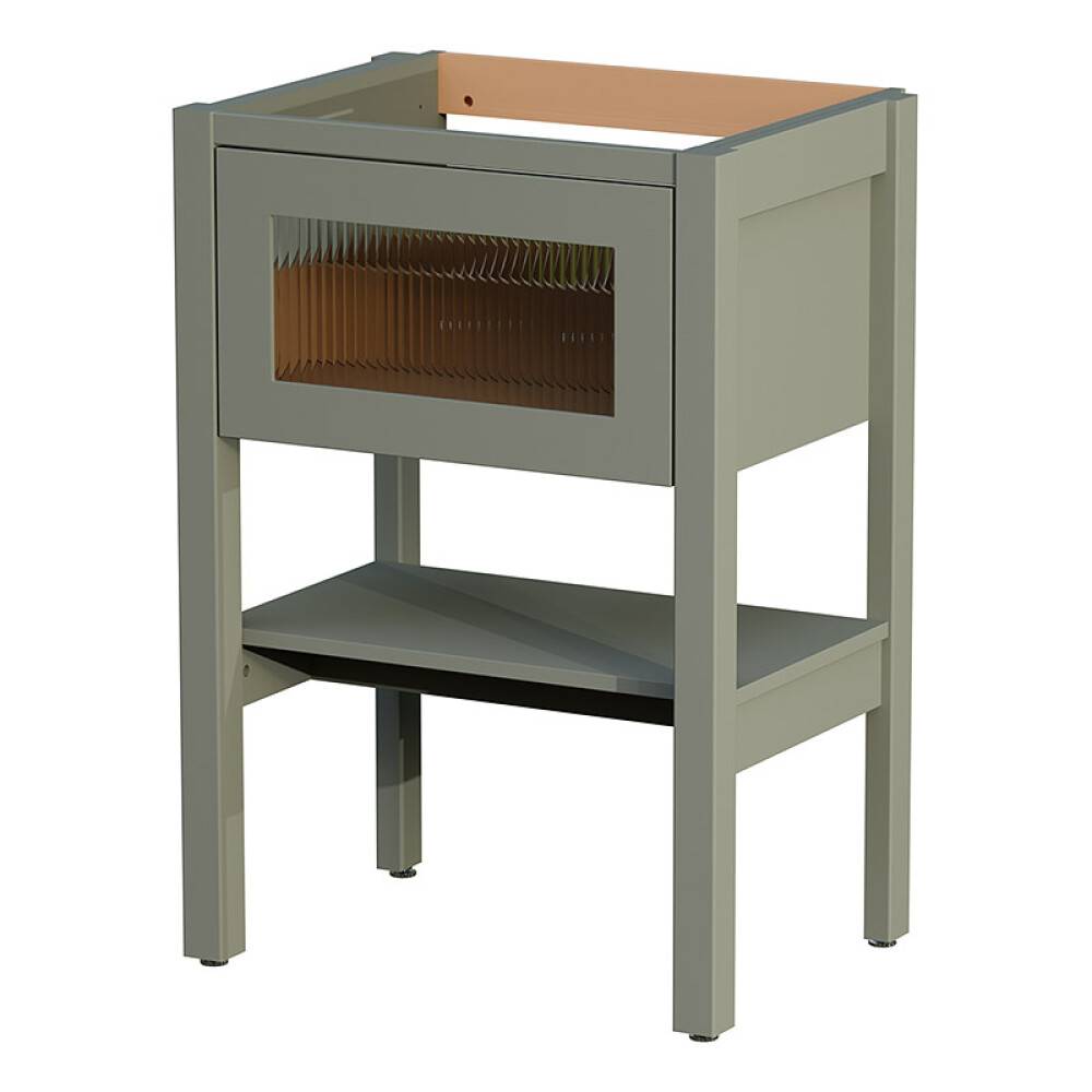 TVÄTTSTÄLLSSKÅP CAMARGUE FORS HÖG LÅDA + HYLLA 60CM LINJEGLAS OLIV