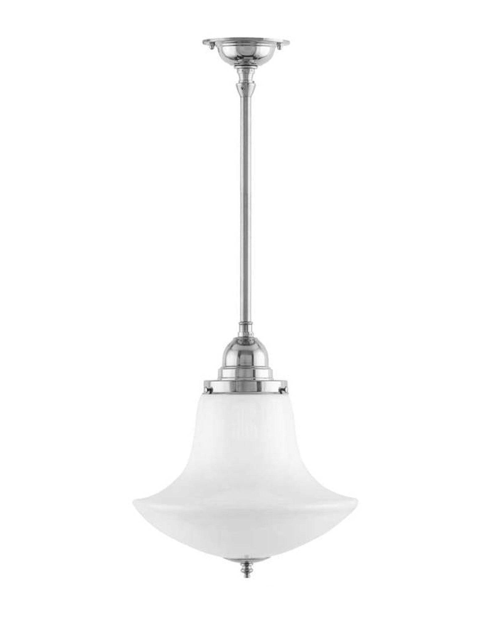 Loftslampe - Byströmpendel 100 nikkel, klokkeformet skærm - 20 cm