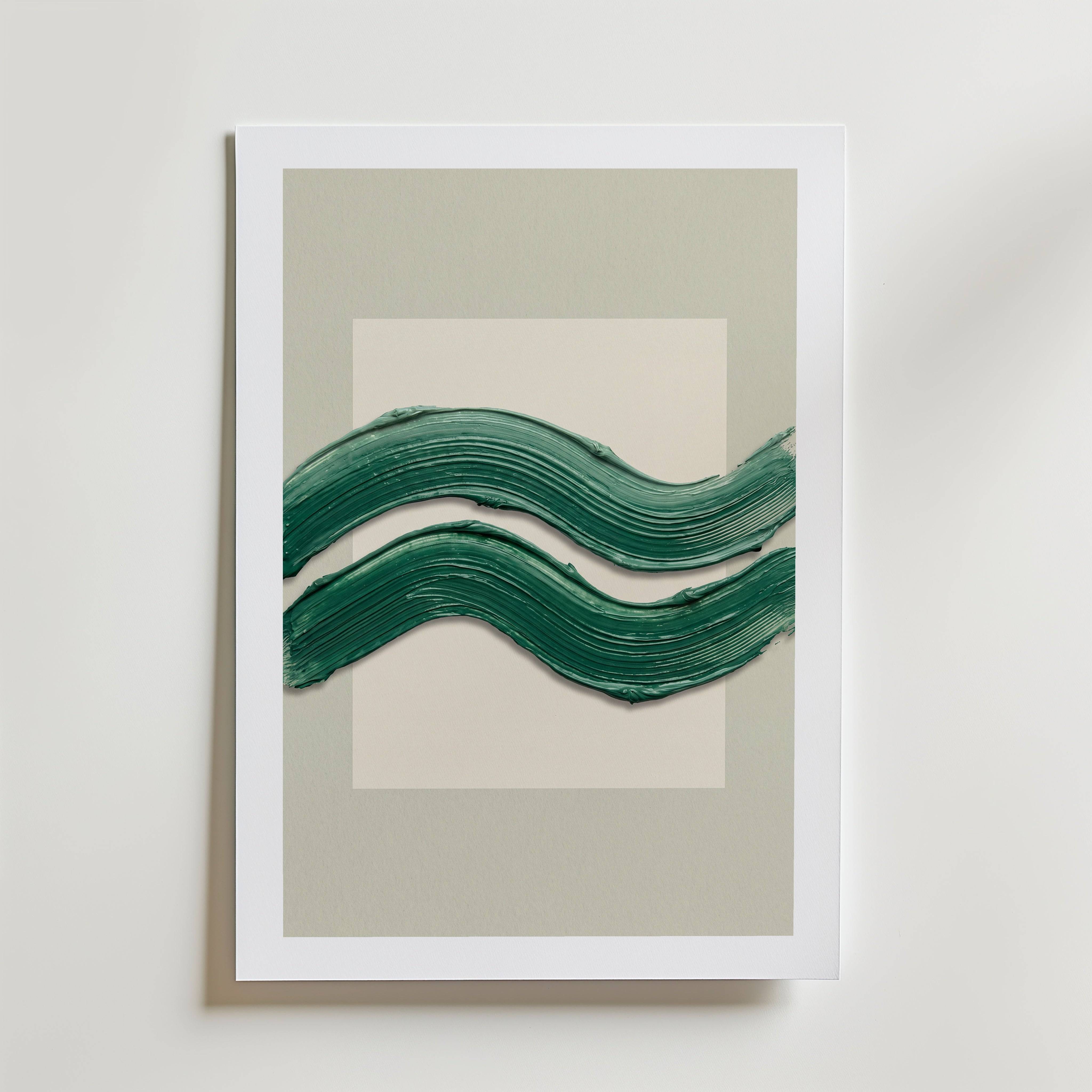 Emerald Waves Poster - Fine Art Poster 13x18 cm Med passepartout