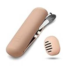 Silikon sminkborste hållare kosmetikväska, 1 st sminkborste förvaring & 1 st skönhetsblandarfodral, mjuk & Sleek Makeup Tool Organizer för resor, kaki, förvaring för sminkborstar, förvaring för