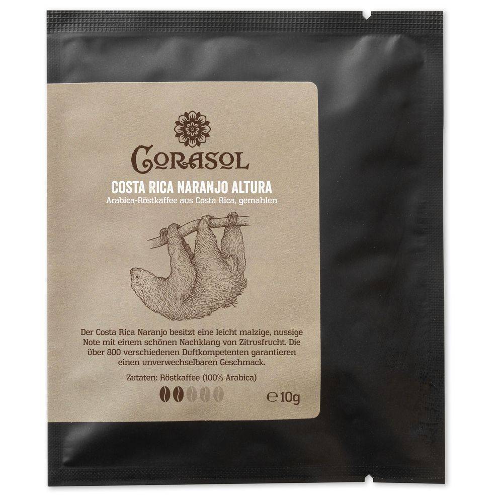 Costa Rica Naranjo Altura Arabica-Röstkaffee aus Costa Rica, gemahlen (10 g im Coffeebag)