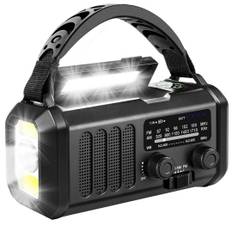 Nødradio FM Pro 20.000mAh - Håndsving - Solcelle - Sort