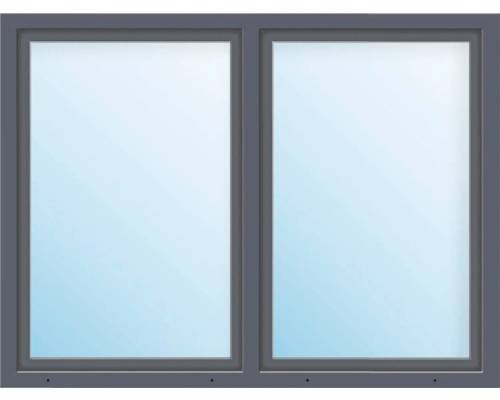 Fönster 2-lufts inåtgående med fast mittpost ARON BASIC+ PVC 130x130cm vit/titan dreh-kipp symmetrisk isolerglas