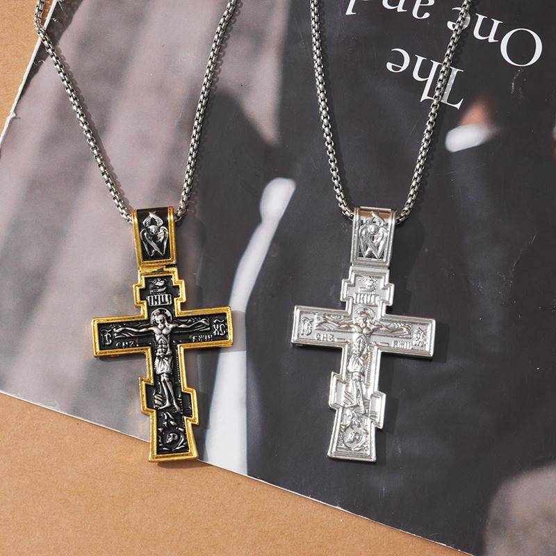 Film John Wick Jesus Cross Halsband Krucifix Östlig ortodox Bön Stort hänge För Män Kvinnor Smycken Tillbehör Presenter vit