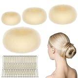 URAQT Hår Donut Bun Maker Set, 4 st Ring Style Donut Bun Shaper med 30 hårnålar, Blond Chignon Donut Bull hårtillbehör för flickor Ki