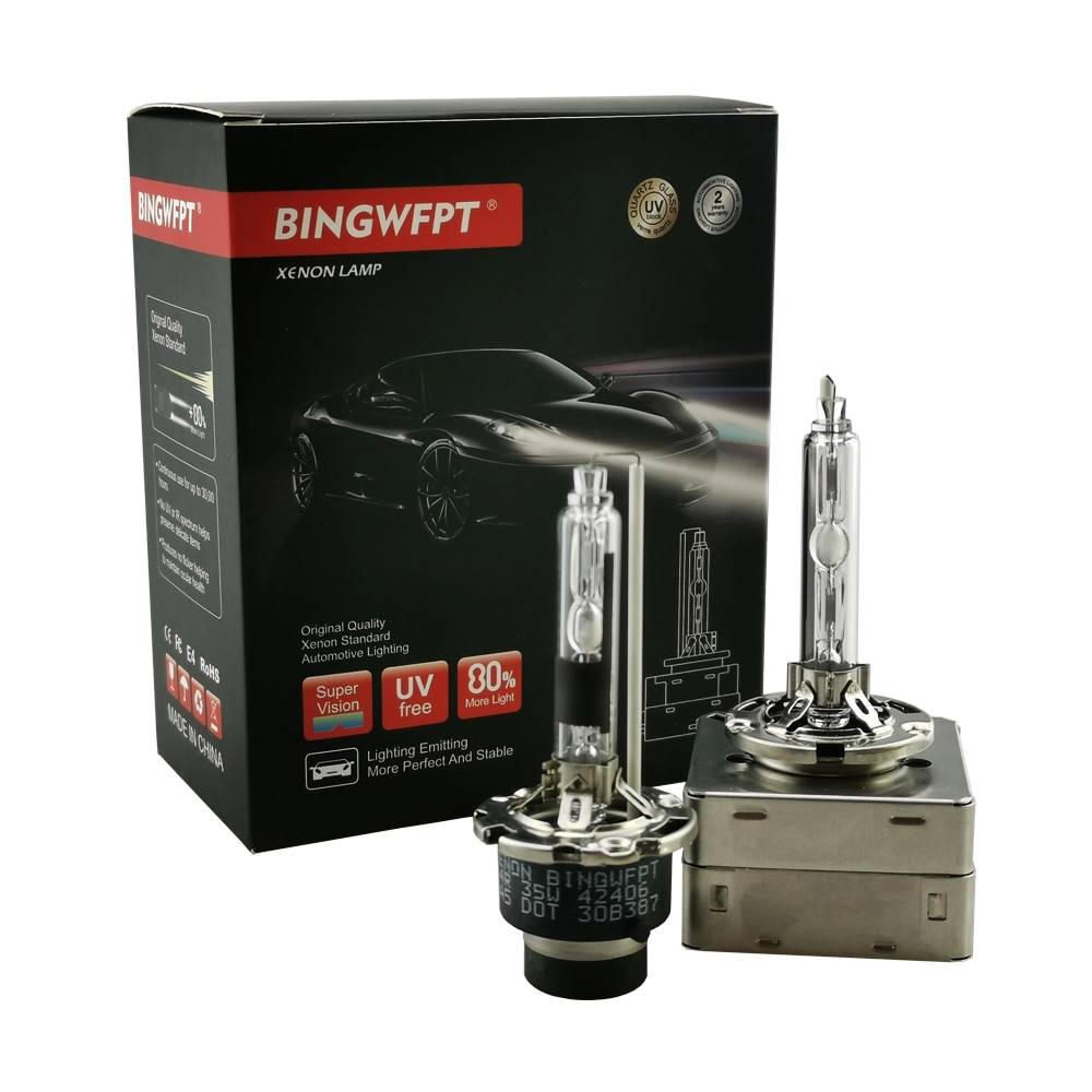 2 st oem 12v 35w dold xenon glödlampa bilstrålkastare d1s d2s d3s d4s d2r d4r för bilstrålkastare lampa med metallfäste skyddar - 4300k / D1s