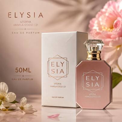 ELYSIA Utopia Vanilla Coco 21 50ML Eau De Parfum för kvinnor, söt vanilj, kokos och blommig, långvarig parfym