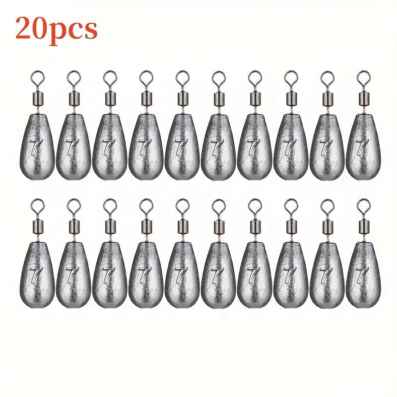 TEMU 20pcs/lot Fishing Weight Sinkers 3.5g 5g 7g 10g 14g Teardrop Sinker With Swivel Soft Bait Sinker Fishing Tackle Additions Line Sinkers Hook Connector
