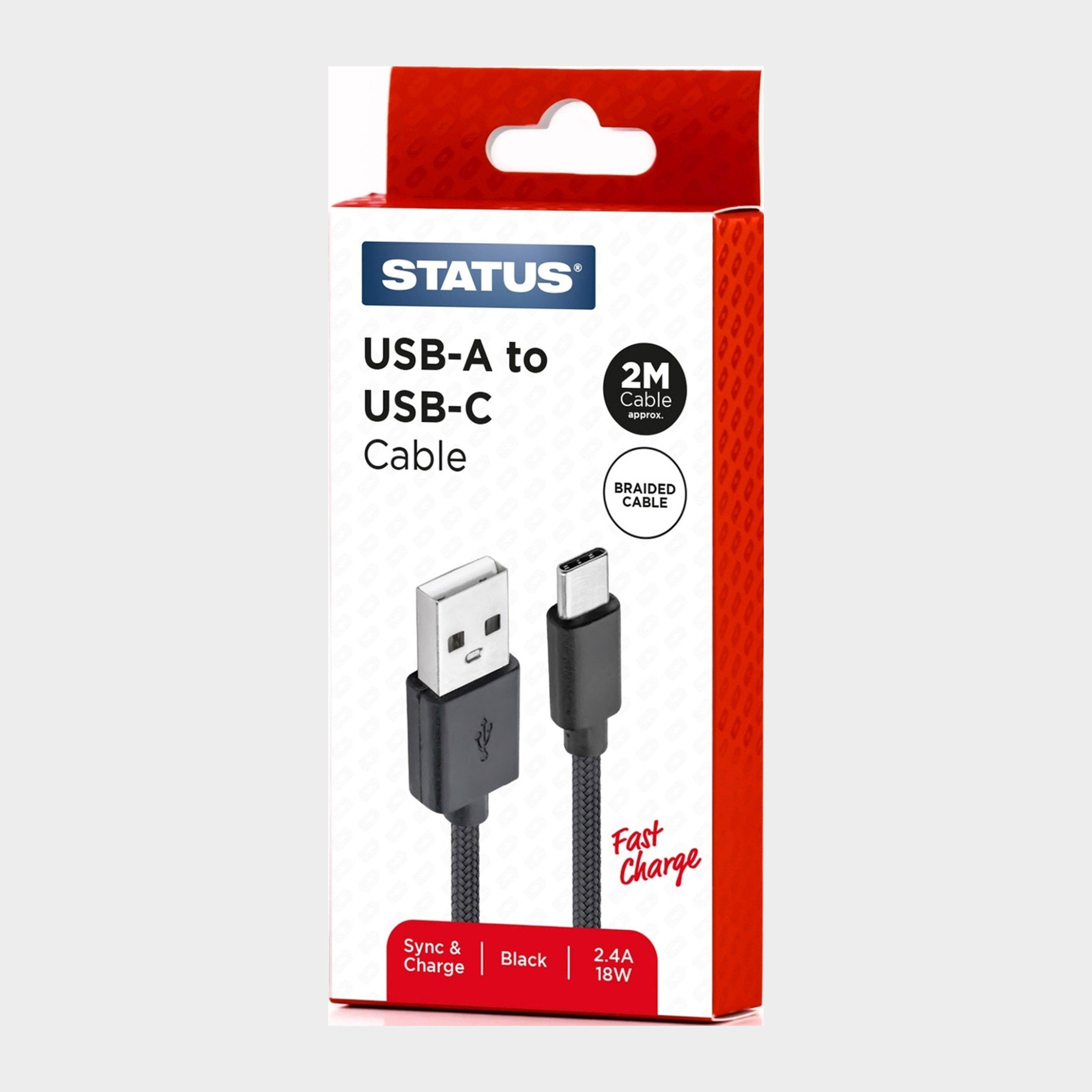 Status USB-A to USB-C Braided Cable 2m, Black