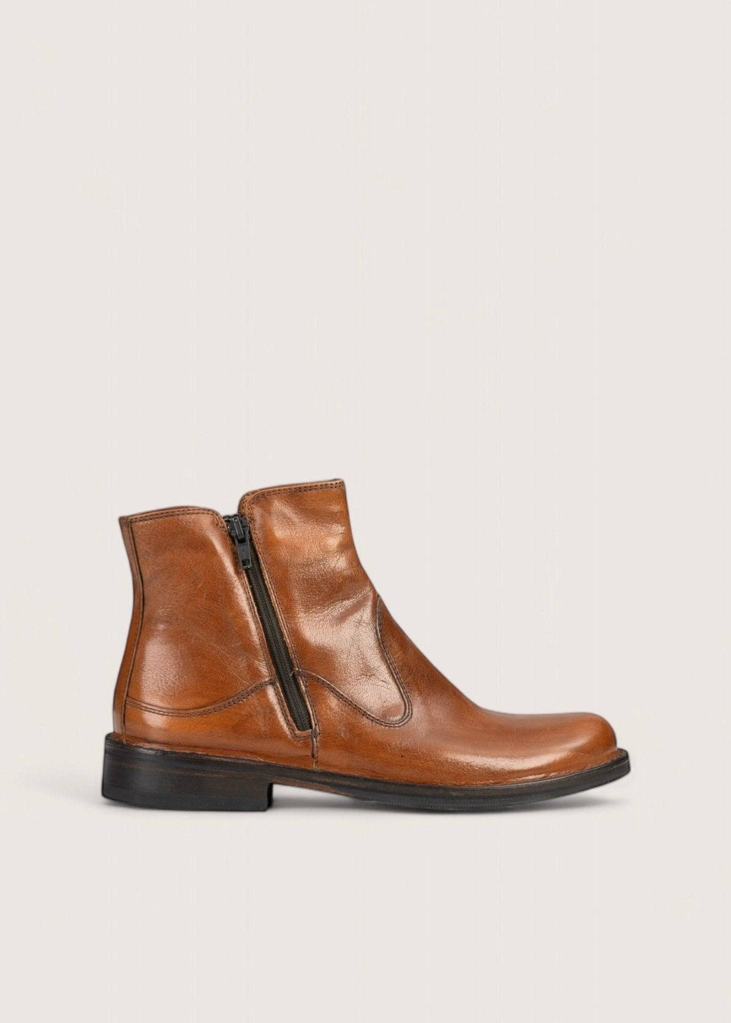 Bubetti 2558 cognac støvle med dobbelt lynlås - 40.5 / Cognac